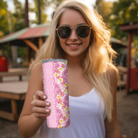 Pastel Magenta Aloha Hawaii Tiki Skinny Tumbler Tropical Plumeria - Seamless Style LT14 - Polynesian Pride