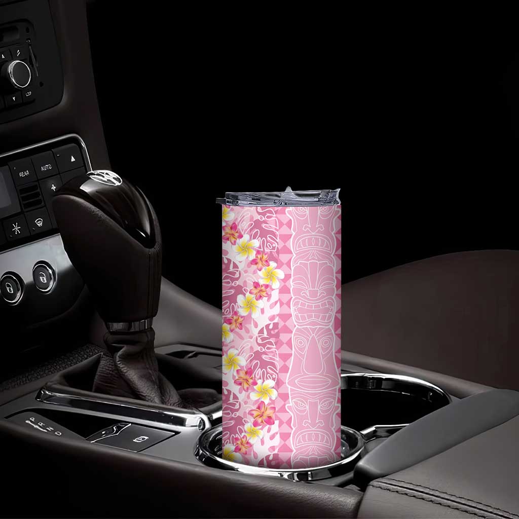 Pastel Magenta Aloha Hawaii Tiki Skinny Tumbler Tropical Plumeria - Seamless Style LT14 - Polynesian Pride