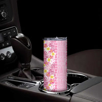 Pastel Magenta Aloha Hawaii Tiki Skinny Tumbler Tropical Plumeria - Seamless Style LT14 - Polynesian Pride