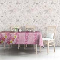 Pastel Magenta Aloha Hawaii Tiki Tablecloth Tropical Plumeria - Seamless Style