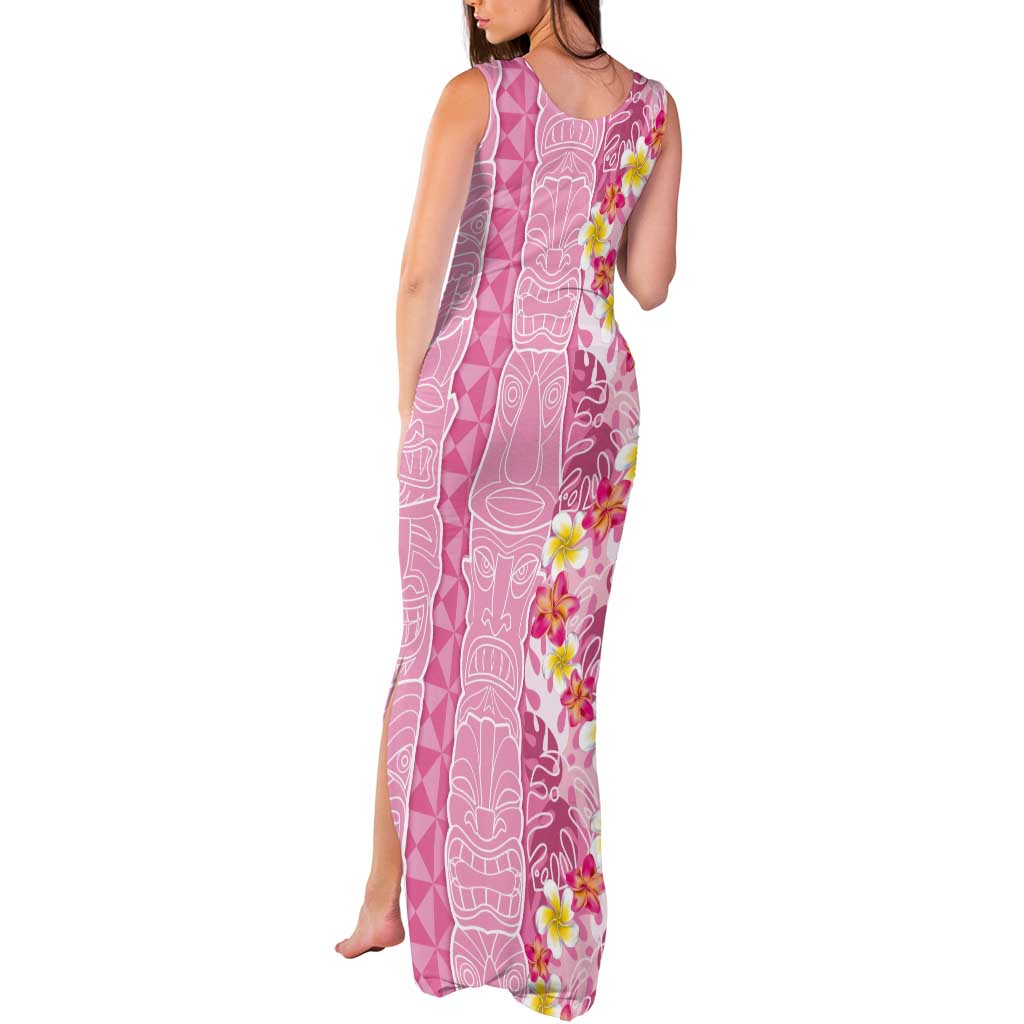 Pastel Magenta Aloha Hawaii Tiki Tank Maxi Dress Tropical Plumeria - Seamless Style LT14 - Polynesian Pride
