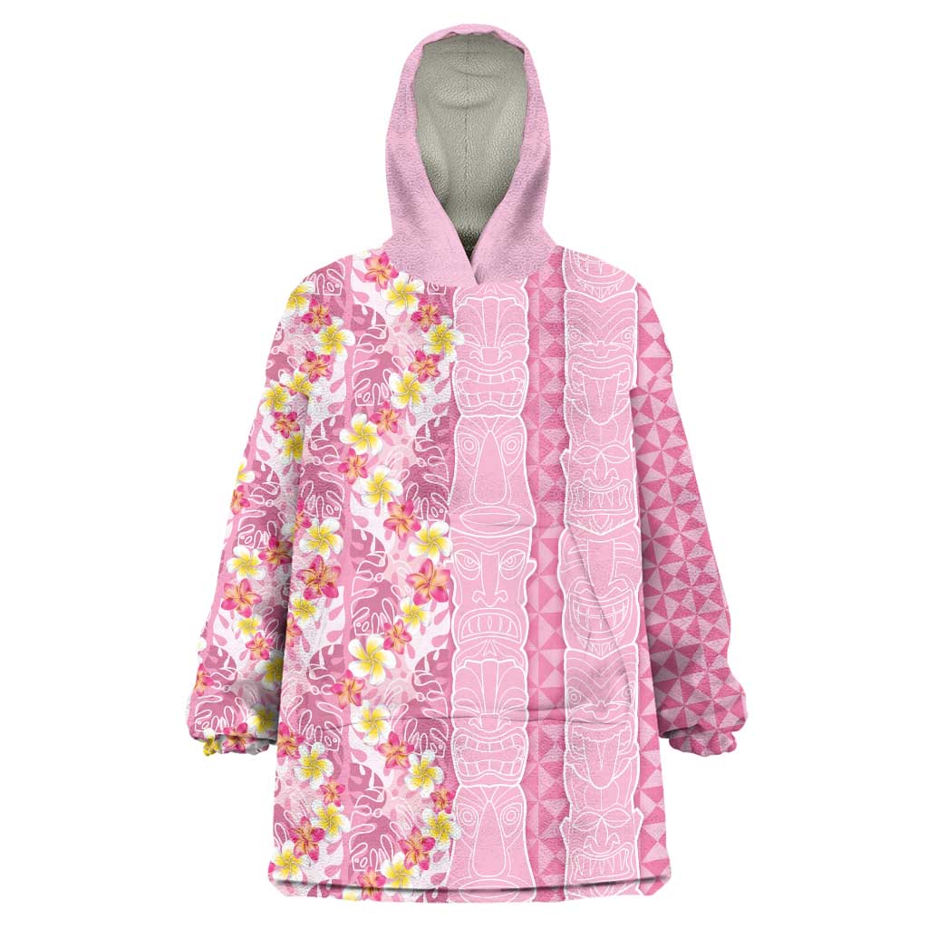 Pastel Magenta Aloha Hawaii Tiki Wearable Blanket Hoodie Tropical Plumeria - Seamless Style LT14 One Size Magenta - Polynesian Pride