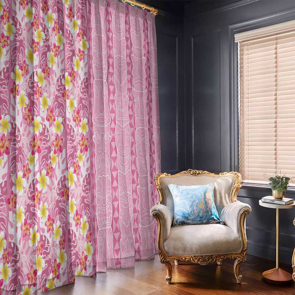 Pastel Magenta Aloha Hawaii Tiki Window Curtain Tropical Plumeria - Seamless Style
