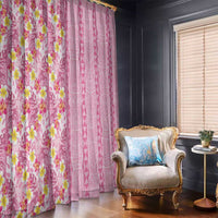 Pastel Magenta Aloha Hawaii Tiki Window Curtain Tropical Plumeria - Seamless Style