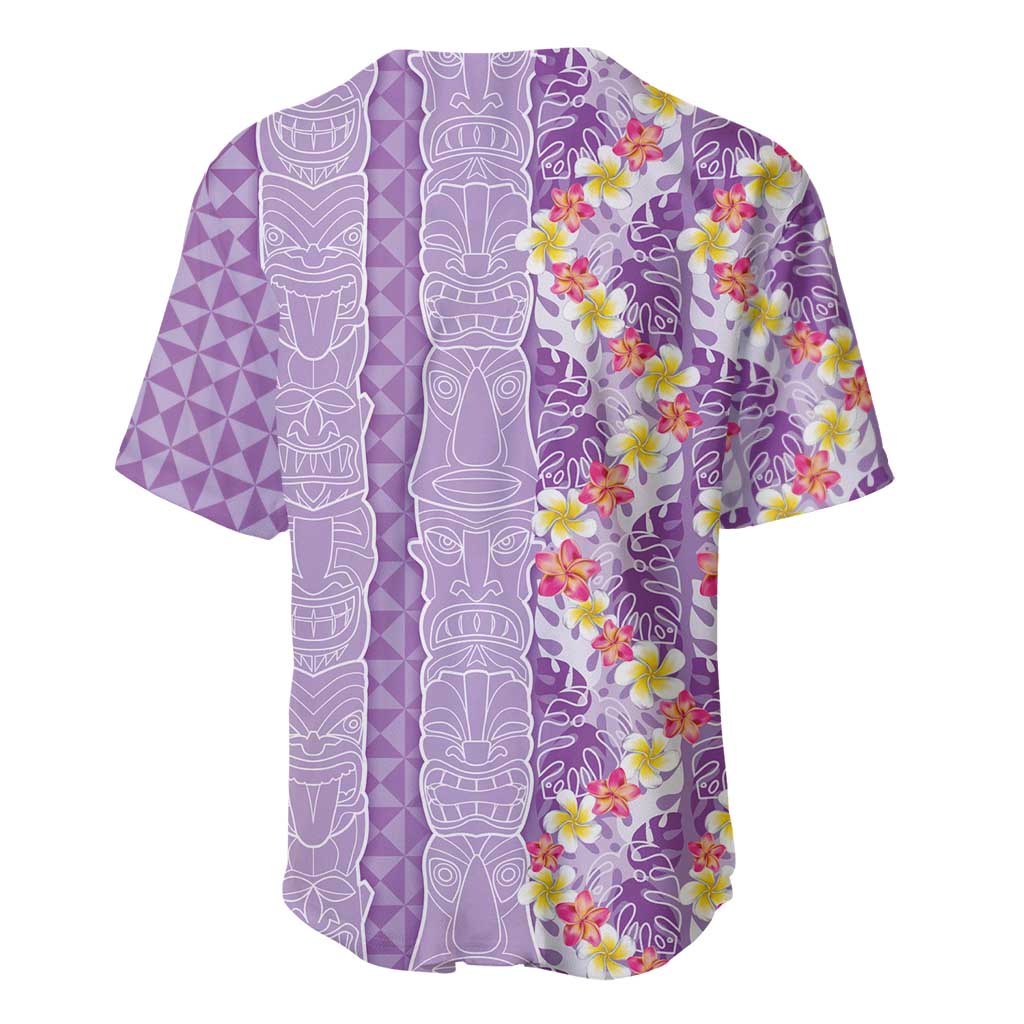 Lush Lilac Aloha Hawaii Tiki Baseball Jersey Tropical Plumeria - Seamless Style LT14 - Polynesian Pride