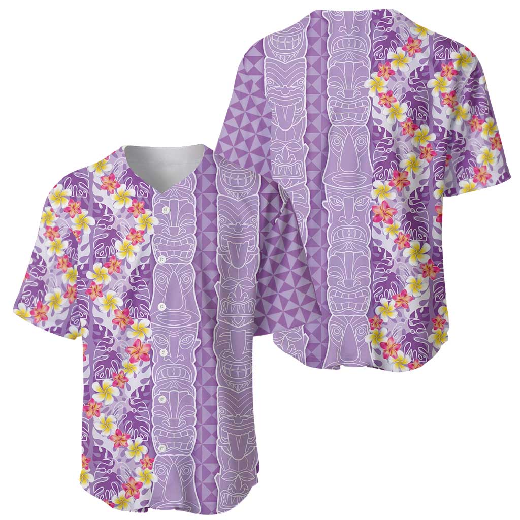 Lush Lilac Aloha Hawaii Tiki Baseball Jersey Tropical Plumeria - Seamless Style LT14 - Polynesian Pride