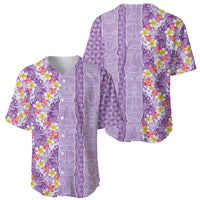 Lush Lilac Aloha Hawaii Tiki Baseball Jersey Tropical Plumeria - Seamless Style LT14 - Polynesian Pride