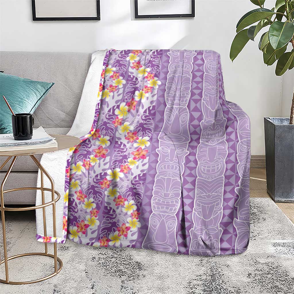 Lush Lilac Aloha Hawaii Tiki Blanket Tropical Plumeria - Seamless Style