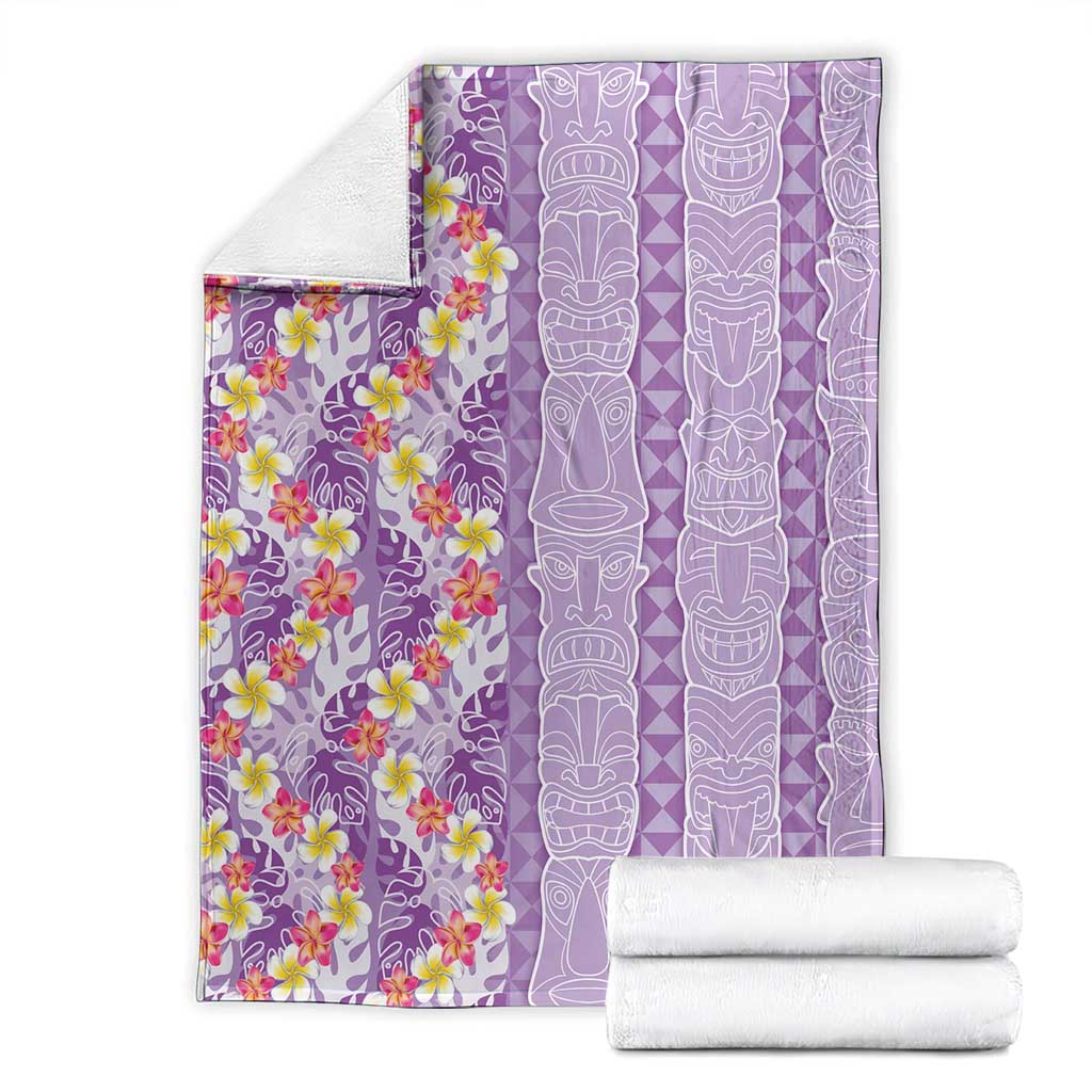 Lush Lilac Aloha Hawaii Tiki Blanket Tropical Plumeria - Seamless Style