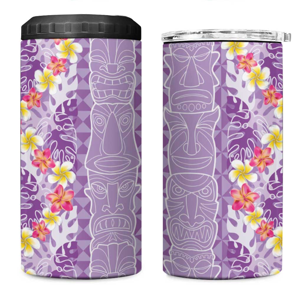 Lush Lilac Aloha Hawaii Tiki 4 in 1 Can Cooler Tumbler Tropical Plumeria - Seamless Style LT14 One Size: 16 oz Purple - Polynesian Pride
