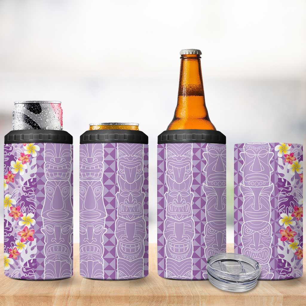 Lush Lilac Aloha Hawaii Tiki 4 in 1 Can Cooler Tumbler Tropical Plumeria - Seamless Style LT14 - Polynesian Pride