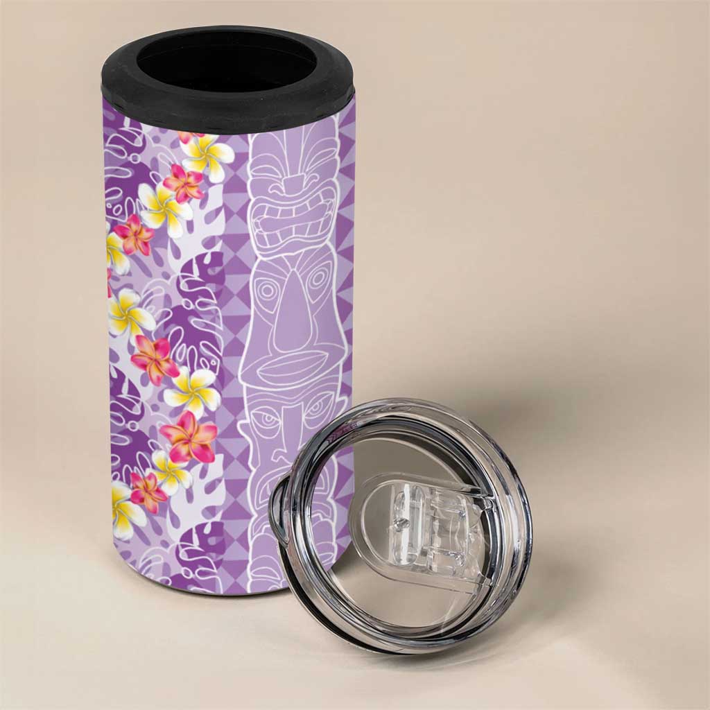 Lush Lilac Aloha Hawaii Tiki 4 in 1 Can Cooler Tumbler Tropical Plumeria - Seamless Style LT14 - Polynesian Pride