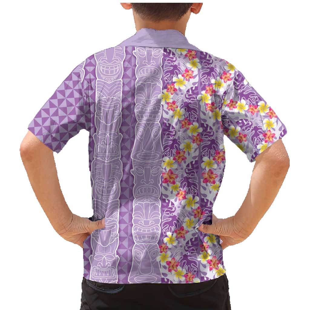 Lush Lilac Aloha Hawaii Tiki Family Matching Mermaid Dress and Hawaiian Shirt Tropical Plumeria - Seamless Style LT14 - Polynesian Pride