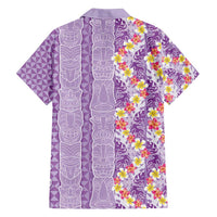 Lush Lilac Aloha Hawaii Tiki Family Matching Off Shoulder Maxi Dress and Hawaiian Shirt Tropical Plumeria - Seamless Style LT14 - Polynesian Pride