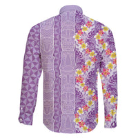 Lush Lilac Aloha Hawaii Tiki Family Matching Puletasi and Hawaiian Shirt Tropical Plumeria - Seamless Style LT14 - Polynesian Pride