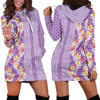 Lush Lilac Aloha Hawaii Tiki Hoodie Dress Tropical Plumeria - Seamless Style LT14 - Polynesian Pride