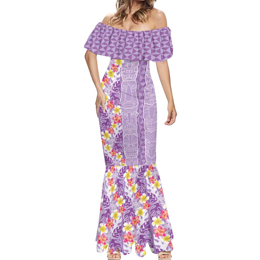 Lush Lilac Aloha Hawaii Tiki Mermaid Dress Tropical Plumeria - Seamless Style LT14 - Polynesian Pride