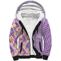 Lush Lilac Aloha Hawaii Tiki Sherpa Hoodie Tropical Plumeria - Seamless Style LT14 Unisex Purple - Polynesian Pride
