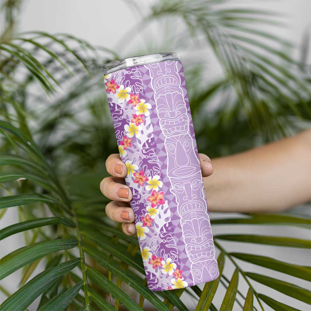 Lush Lilac Aloha Hawaii Tiki Skinny Tumbler Tropical Plumeria - Seamless Style LT14 - Polynesian Pride