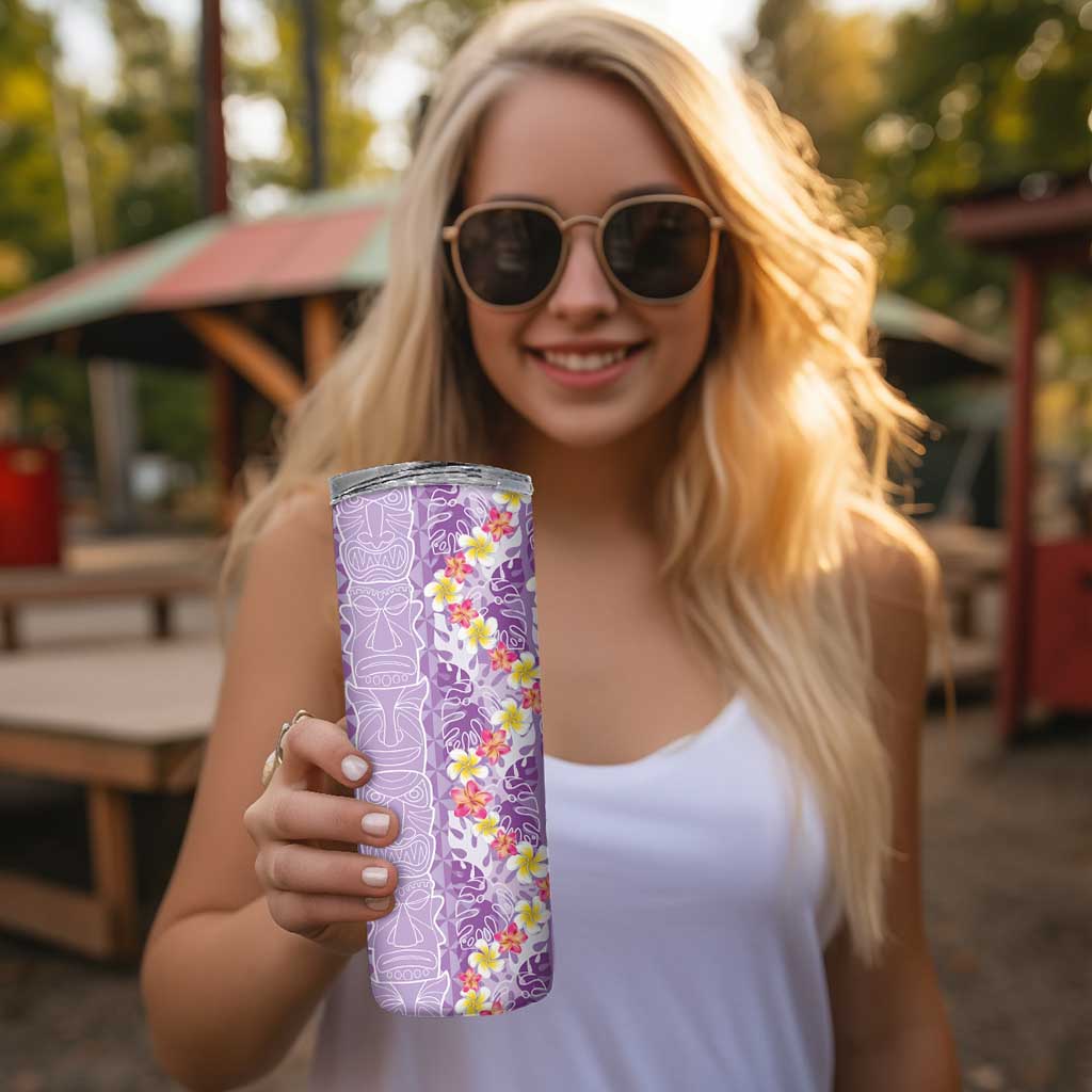Lush Lilac Aloha Hawaii Tiki Skinny Tumbler Tropical Plumeria - Seamless Style LT14 - Polynesian Pride