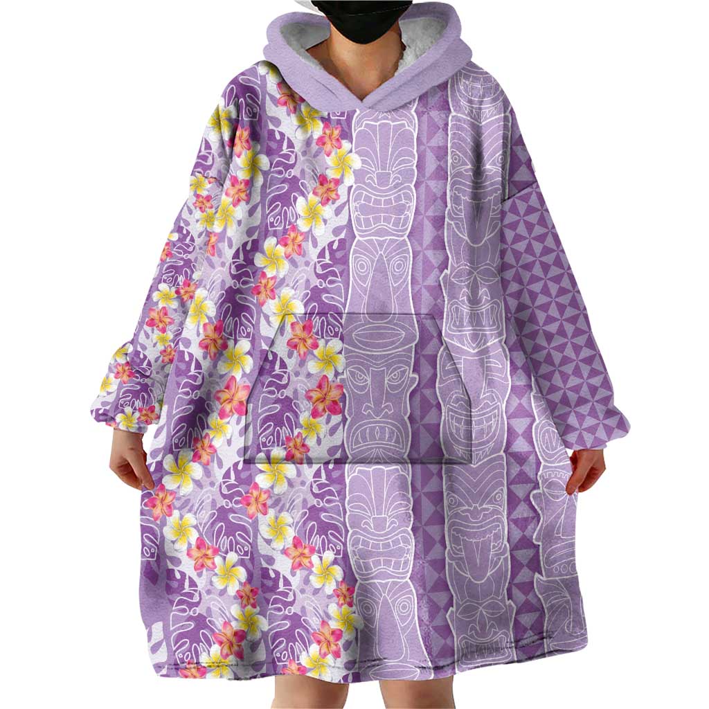 Lush Lilac Aloha Hawaii Tiki Wearable Blanket Hoodie Tropical Plumeria - Seamless Style LT14 - Polynesian Pride