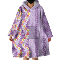 Lush Lilac Aloha Hawaii Tiki Wearable Blanket Hoodie Tropical Plumeria - Seamless Style LT14 - Polynesian Pride