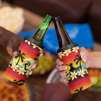 Tropical Islands Sunset Hawaii 4 in 1 Can Cooler Tumbler Go Surfing With Hula Girl - Summer Vibes LT14 - Polynesian Pride