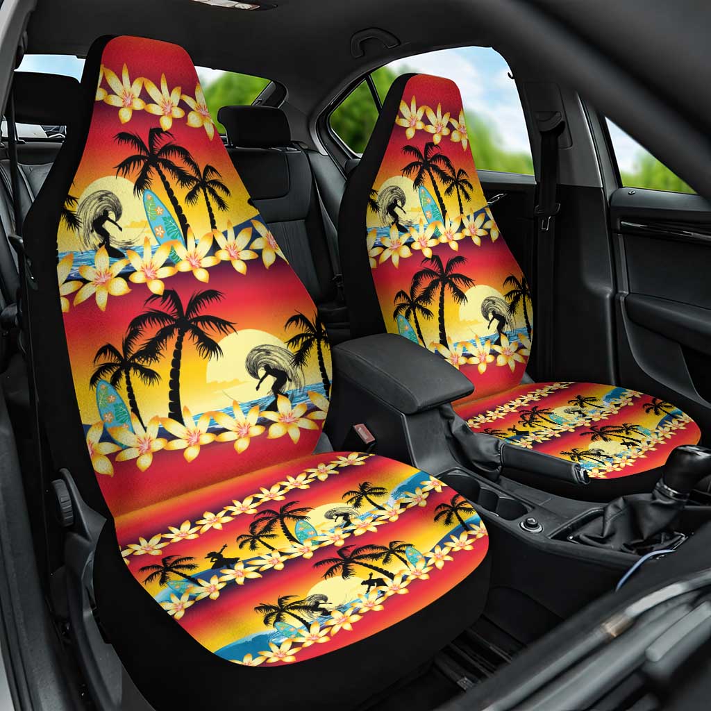 Tropical Islands Sunset Hawaii Car Seat Cover Go Surfing With Hula Girl - Summer Vibes LT14 One Size Red - Polynesian Pride