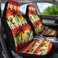 Tropical Islands Sunset Hawaii Car Seat Cover Go Surfing With Hula Girl - Summer Vibes LT14 - Polynesian Pride