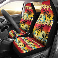 Tropical Islands Sunset Hawaii Car Seat Cover Go Surfing With Hula Girl - Summer Vibes LT14 - Polynesian Pride