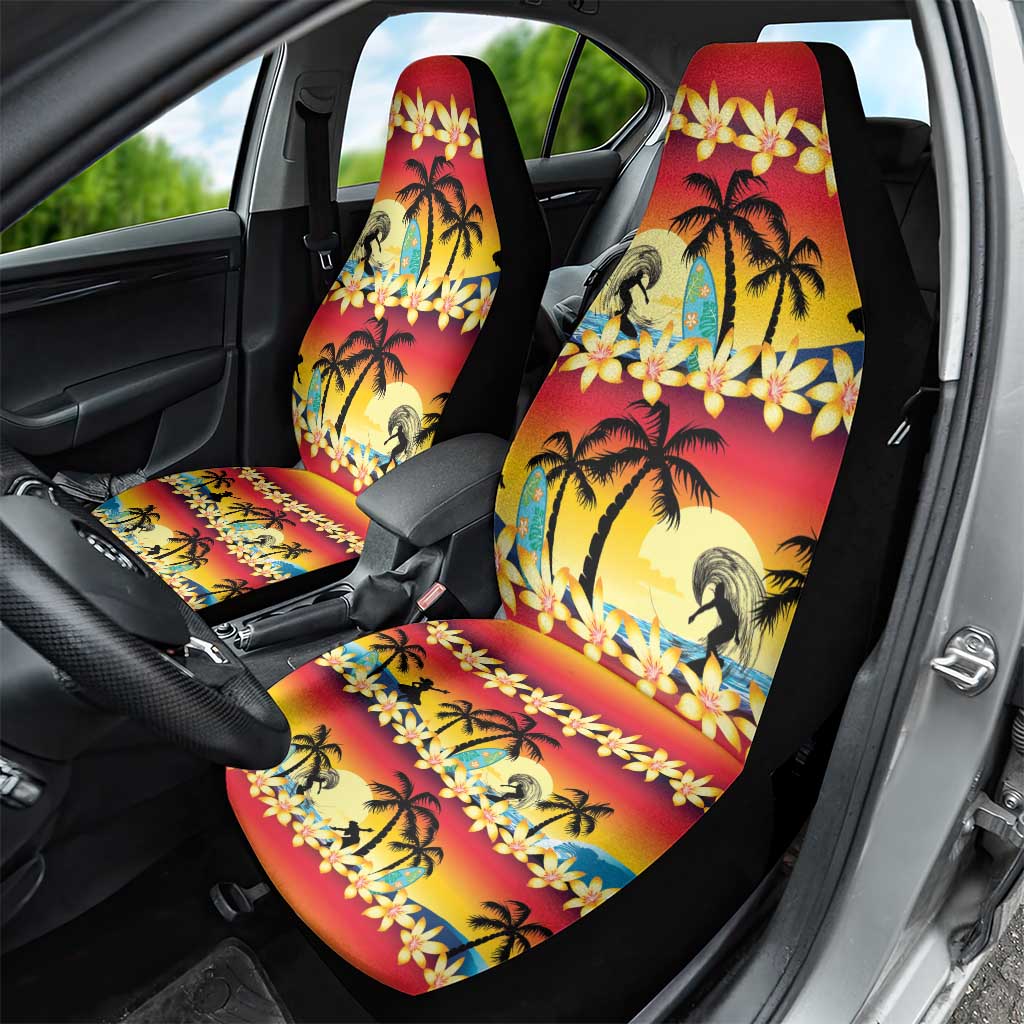 Tropical Islands Sunset Hawaii Car Seat Cover Go Surfing With Hula Girl - Summer Vibes LT14 - Polynesian Pride