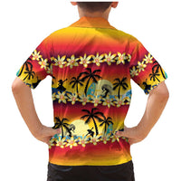 Tropical Islands Sunset Hawaii Family Matching Mermaid Dress and Hawaiian Shirt Go Surfing With Hula Girl - Summer Vibes LT14 - Polynesian Pride