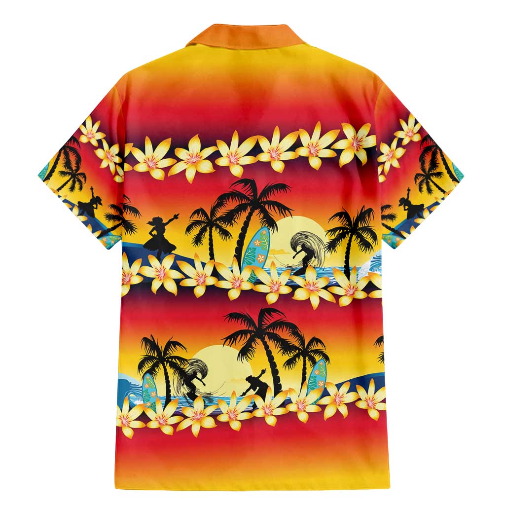 Tropical Islands Sunset Hawaii Family Matching Mermaid Dress and Hawaiian Shirt Go Surfing With Hula Girl - Summer Vibes LT14 - Polynesian Pride