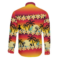 Tropical Islands Sunset Hawaii Family Matching Off Shoulder Short Dress and Hawaiian Shirt Go Surfing With Hula Girl - Summer Vibes LT14 - Polynesian Pride