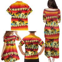 Tropical Islands Sunset Hawaii Family Matching Puletasi and Hawaiian Shirt Go Surfing With Hula Girl - Summer Vibes LT14 - Polynesian Pride