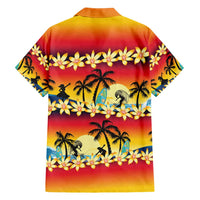 Tropical Islands Sunset Hawaii Family Matching Short Sleeve Bodycon Dress and Hawaiian Shirt Go Surfing With Hula Girl - Summer Vibes LT14 - Polynesian Pride