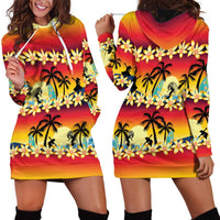 Tropical Islands Sunset Hawaii Hoodie Dress Go Surfing With Hula Girl - Summer Vibes LT14 - Polynesian Pride