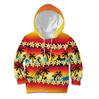 Tropical Islands Sunset Hawaii Kid Hoodie Go Surfing With Hula Girl - Summer Vibes LT14 Hoodie Red - Polynesian Pride