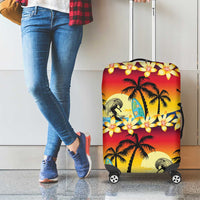 Tropical Islands Sunset Hawaii Luggage Cover Go Surfing With Hula Girl - Summer Vibes LT14 - Polynesian Pride