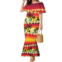 Tropical Islands Sunset Hawaii Mermaid Dress Go Surfing With Hula Girl - Summer Vibes LT14 Women Red - Polynesian Pride