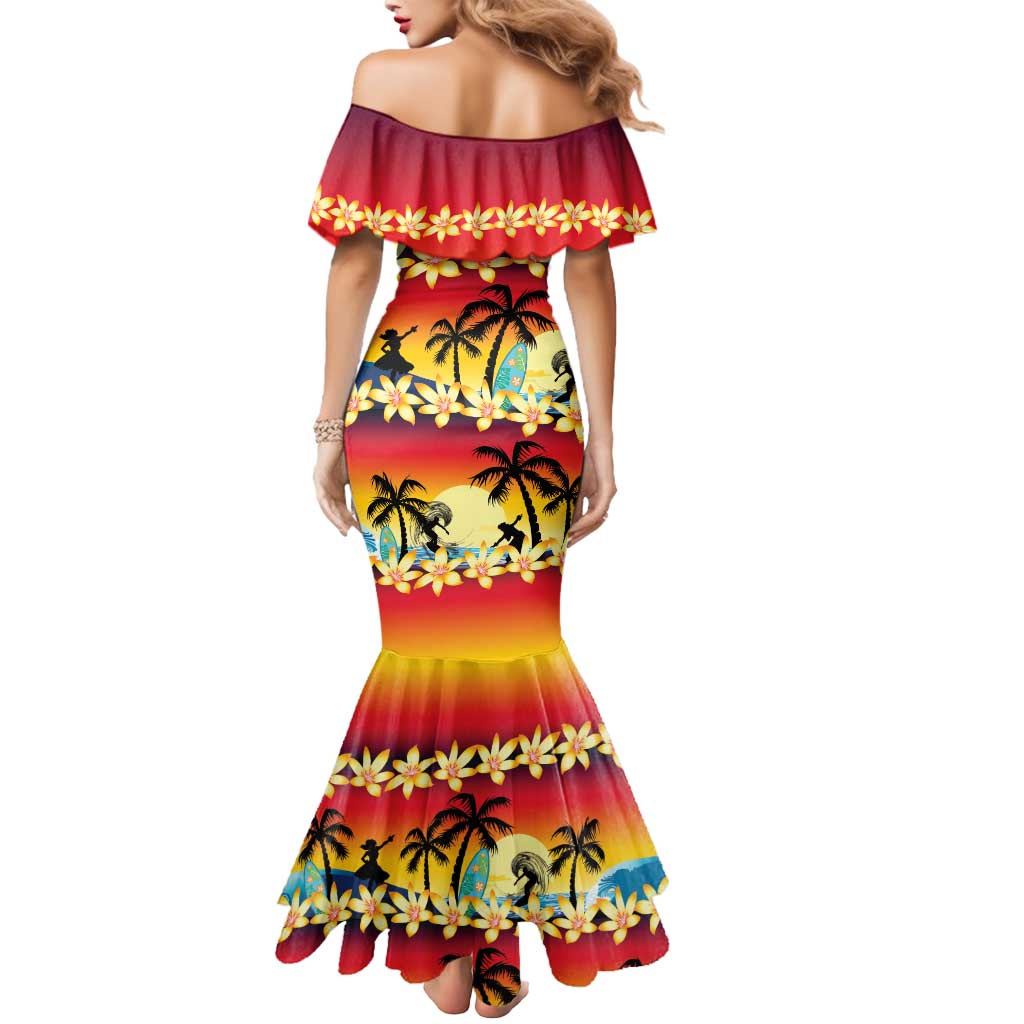 Tropical Islands Sunset Hawaii Mermaid Dress Go Surfing With Hula Girl - Summer Vibes LT14 - Polynesian Pride