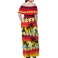 Tropical Islands Sunset Hawaii Off Shoulder Maxi Dress Go Surfing With Hula Girl - Summer Vibes LT14 - Polynesian Pride