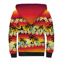 Tropical Islands Sunset Hawaii Sherpa Hoodie Go Surfing With Hula Girl - Summer Vibes LT14 - Polynesian Pride