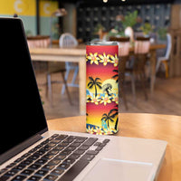 Tropical Islands Sunset Hawaii Skinny Tumbler Go Surfing With Hula Girl - Summer Vibes LT14 - Polynesian Pride