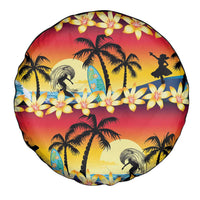 Tropical Islands Sunset Hawaii Spare Tire Cover Go Surfing With Hula Girl - Summer Vibes LT14 - Polynesian Pride