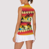Tropical Islands Sunset Hawaii Women Sleeveless Polo Shirt Go Surfing With Hula Girl - Summer Vibes LT14 - Polynesian Pride