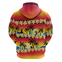 Tropical Islands Sunset Hawaii Zip Hoodie Go Surfing With Hula Girl - Summer Vibes LT14 - Polynesian Pride