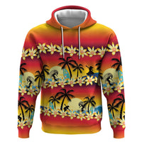 Tropical Islands Sunset Hawaii Zip Hoodie Go Surfing With Hula Girl - Summer Vibes LT14 Pullover Hoodie Red - Polynesian Pride