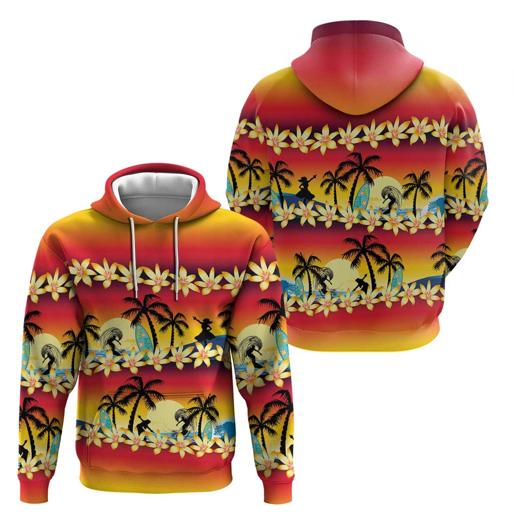 Tropical Islands Sunset Hawaii Zip Hoodie Go Surfing With Hula Girl - Summer Vibes LT14 - Polynesian Pride