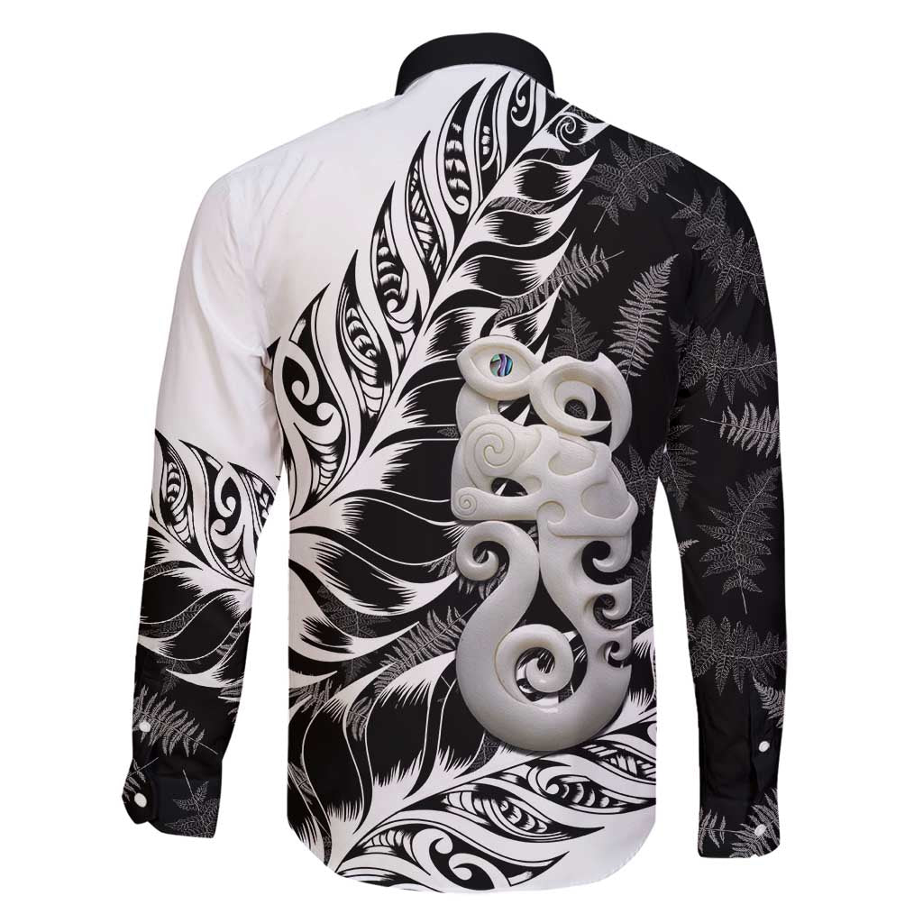 Aotearoa Manaia NZ Maori Silver Fern Family Matching Long Sleeve Bodycon Dress and Hawaiian Shirt LT14 - Polynesian Pride